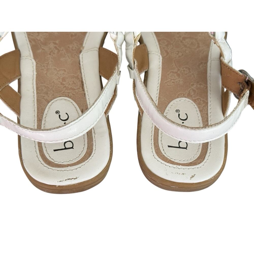b.o.c Sandals White Silver Palti Faux Leather Thong Strappy Adj. Slingback 8M - Picture 6 of 7